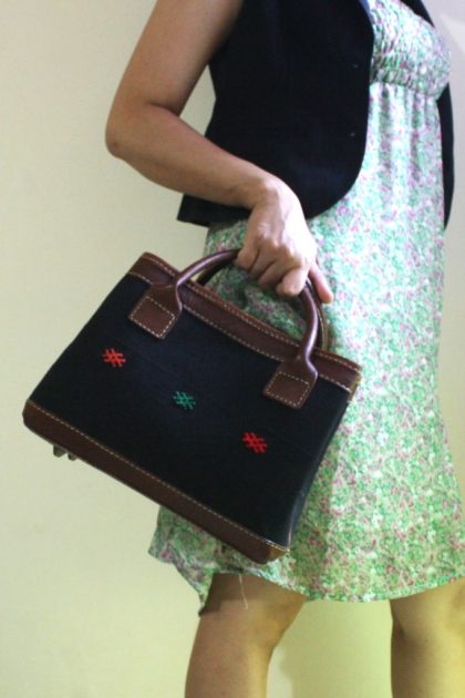 Arimbi Black Bali Woven Leather Bag